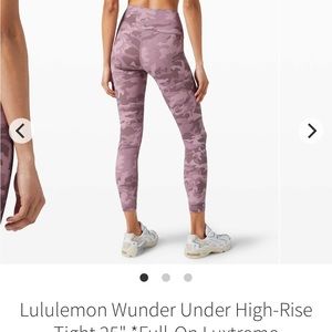 Lululemon Wunder Under High-Rise Tight 25" 
Incognito Camo Pink Taupe Multi